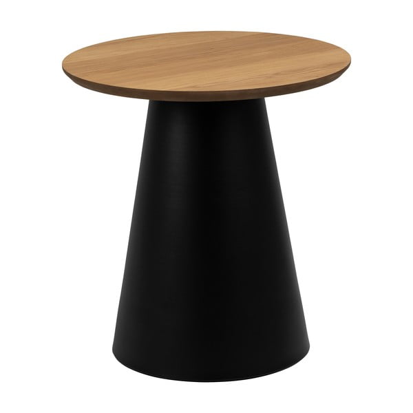 Apvalios formos kavos staliukas juodos spalvos/natūralios spalvos su ąžuolo dekoro stalviršiu ø 45 cm Soli – Actona