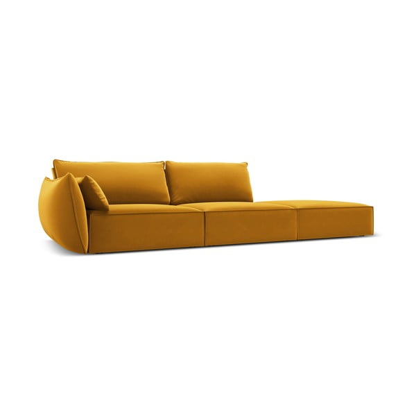 Garstyčių spalvos iš velveto sofa su kairiuoju kampu 264 cm Vanda – Mazzini Sofas-image-2