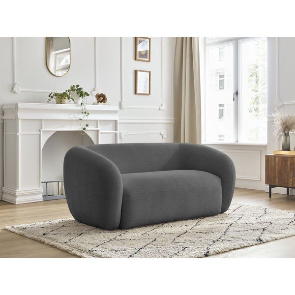 Tamsiai pilkos spalvos sofa iš šenilinio audinio 160 cm Celine – Bobochic Paris-image-1