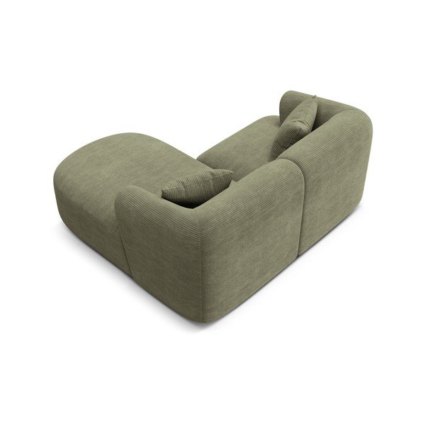 Žalios spalvos kampinė sofa iš kordinio velveto (su dešiniuoju kampu/su gultu) Campi – Cosmopolitan Design-image-3