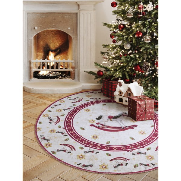 Raudonos spalvos apvalios formos kilimas su Kalėdų motyvu ø 160 cm Toy's Delight Rocking Horse – Villeroy&Boch-image-1