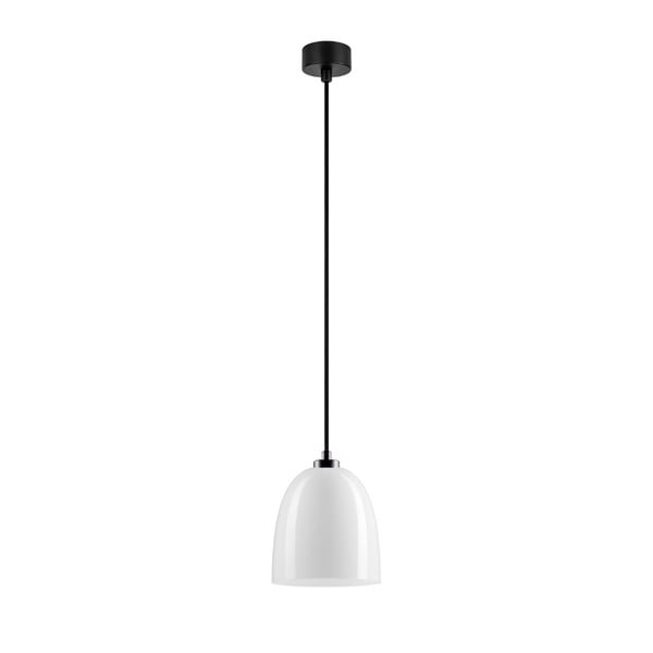 Baltas blizgus lubinis šviestuvas su juodu kabeliu "Sotto Luce Awa