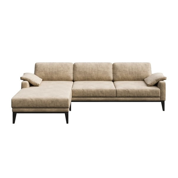 Smėlio spalvos kampinė sofa iš dirbtinės odos MESONICA Musso, kairysis kampas