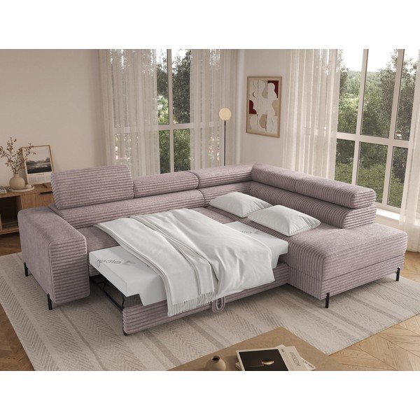 Pilkos spalvos kampinė sofa iš kordinio velveto (su dešiniuoju kampu/„L“ formos) Colesio – ELTAP-image-3