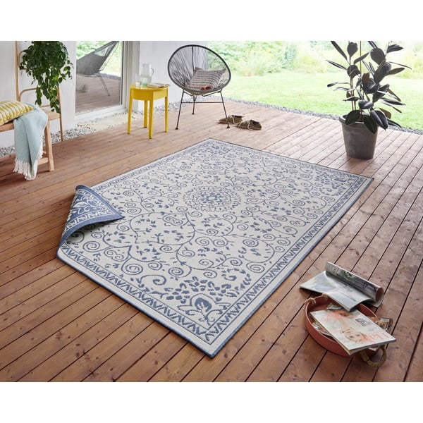 Mėlynos ir kreminės spalvos dvipusis lauko kilimas NORTHRUGS Leyte, 200 x 290 cm-image-1