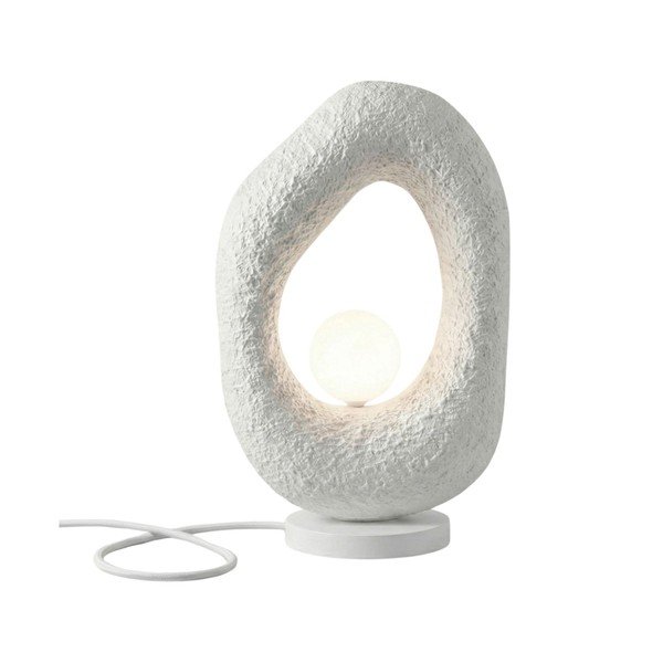 Baltos spalvos iš metalo stalinis šviestuvas (aukštis 50 cm) Lore – Opviq lights