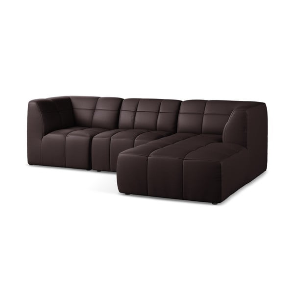 Tamsiai violetinės spalvos iš dirbtinės odos kampinė sofa (su dešiniuoju kampu/su gultu) Aloha – Makamii-image-4