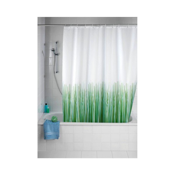 Žalia ir balta dušo užuolaida Wenko Nature, 180 x 200 cm-image-2