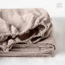 Šviesiai rudos spalvos lininė elastinė paklodė Linen Tales, 180 x 200 cm