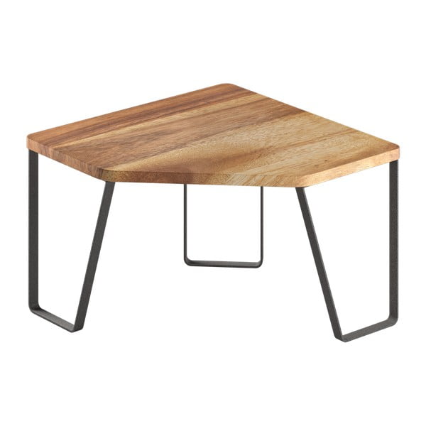 Kampinė matinės juodos spalvos/natūralios spalvos iš medienos papildoma virtuvės lentyna 25x25 cm York – Metaltex