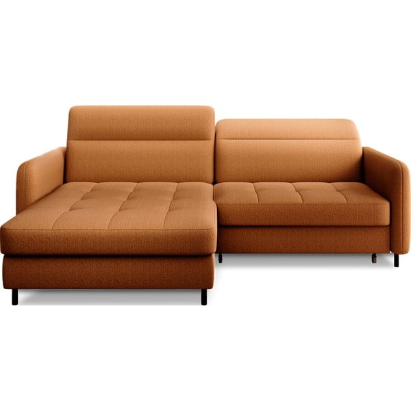 Geltonos spalvos iš velveto sulankstoma/su sandėliavimo vieta kampinė sofa (su kairiuoju kampu/su gultu) Gomsi – ELTAP
