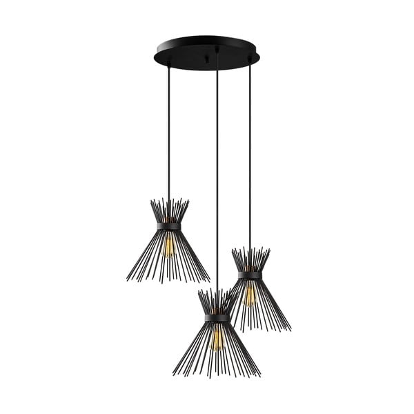 Juodos spalvos kabantis šviestuvas ø 63 cm su metaliniu gaubtu Kirpi – Opviq lights-image-2