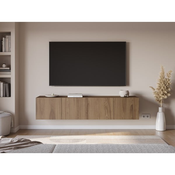 Natūralios spalvos TV spintelė iš ąžuolo 180x38x35 cm Daroca – Marckeric-image-1