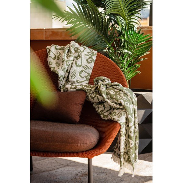 Tamsiai žalias medvilninis pledas Euromant Summer Linen, 140 x 180 cm-image-2