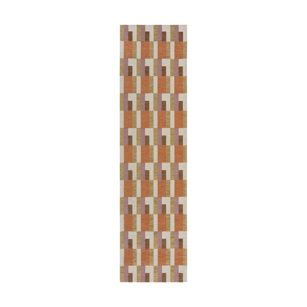 Kilimas oranžinės spalvos/natūralios spalvos 60x230 cm Riley Block Geo – Flair Rugs
