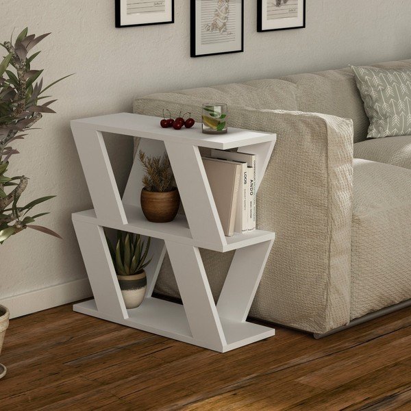 Baltas šoninis staliukas "Lazena White-image-1