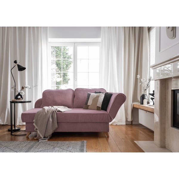 Pilkai rožinės spalvos iš kordinio velveto gultas (su dešiniuoju kampu) Chic Charlotte – Miuform-image-2