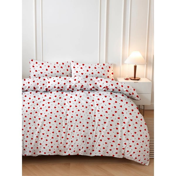 Dvigulė patalynė raudonos spalvos/baltos spalvos 200x200 cm Love Heart – Mijolnir