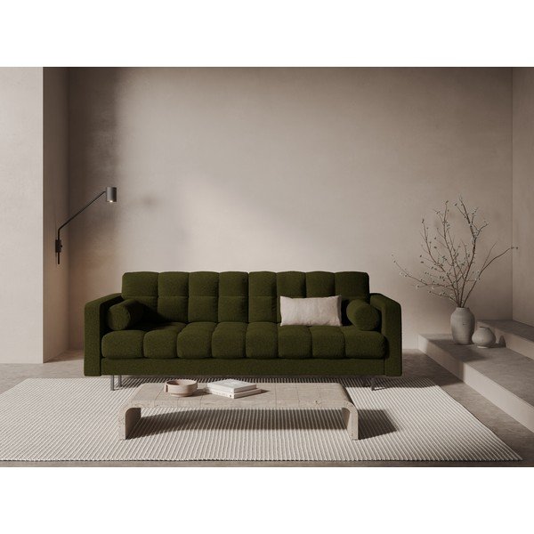 Žalios spalvos iš boucle sulankstoma/su sandėliavimo vieta sofa 222 cm Bali – Cosmopolitan Design-image-1