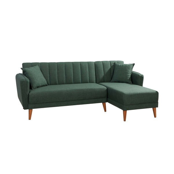 Sulankstoma kampinė sofa tamsiai žalios spalvos (su dešiniuoju kampu) Aqua – Balcab Home