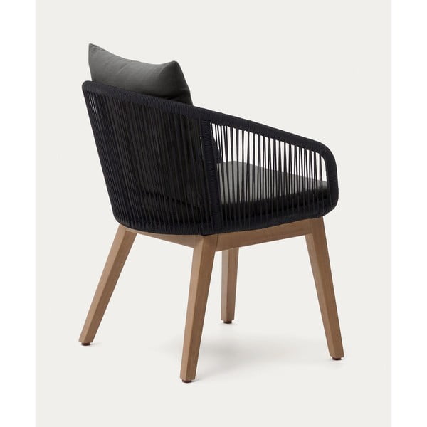 Juodos spalvos medžio masyvo sodo krėslas Portalo – Kave Home-image-3