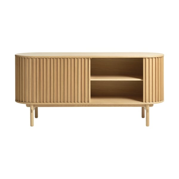 160x73 cm natūralios spalvos ąžuolo apdailos žema komoda Carno - Unique Furniture-image-3