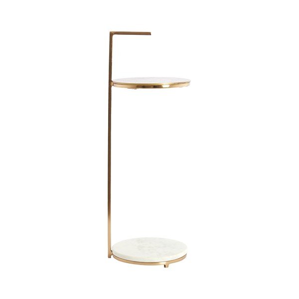 Su marmuriniu stalviršiu apvalios formos šoninis stalas ø 26 cm Leda – Light & Living-image-3
