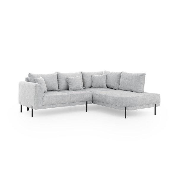 Šviesiai pilkos spalvos kampinė sofa iš šenilinio audinio (su dešiniuoju kampu/„L“ formos) Mauris  – Ropez-image-2