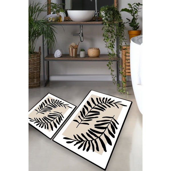 Smėlio spalvos vonios kilimėliai 2 vnt. 60x100 cm Casting – Foutastic-image-1