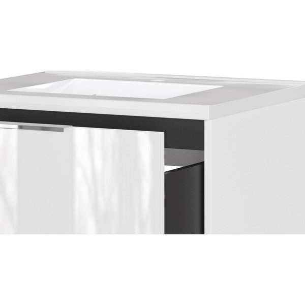 Baltos spalvos blizgus pakabinama spintelė po kriaukle 61x61 cm Celano – Germania-image-4