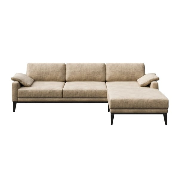 Smėlio spalvos kampinė sofa iš dirbtinės odos MESONICA Musso, dešinysis kampas