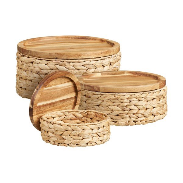 Iš vandens hiacinto krepšiai 3 vnt. ø 30x15 cm Botofte – House Nordic-image-4