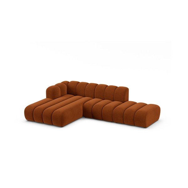 Kampinė sofa oranžinės spalvos (su kairiuoju kampu) Lupine – Micadoni Home-image-1