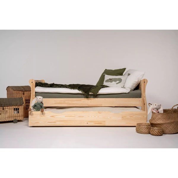 Natūralios spalvos ištraukiama iš pušies masyvo vaikiška lova su sandėliavimo vieta su lovos grotelėmis 90x180 cm Roma – Adeko-image-3