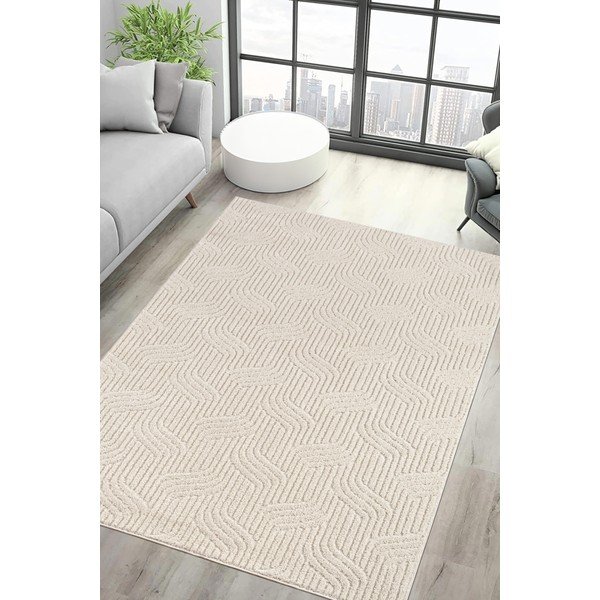 Skalbiamas kreminės spalvos kilimas 150x230 cm Loopy – Mila Home-image-1