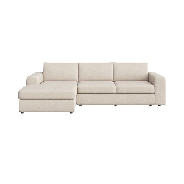 Smėlio spalvos iš velveto kampinė sofa (su kairiuoju kampu/su gultu) Baga – Rodier