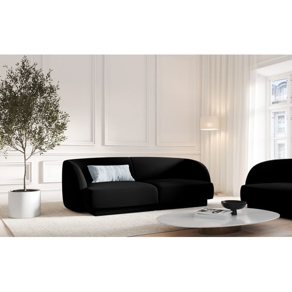 Juodos spalvos aksominė sofa 184 cm Miley - Micadoni Home-image-3