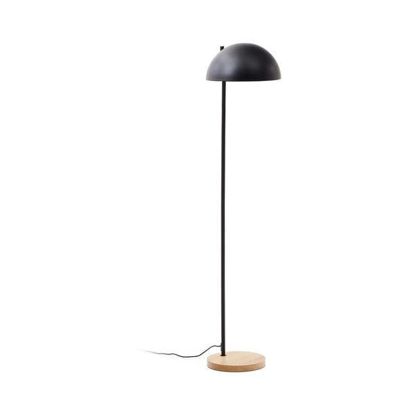 Juodos spalvos/natūralios spalvos pastatomas šviestuvas (aukštis 150 cm) su metaliniu gaubtu Catlar – Kave Home
