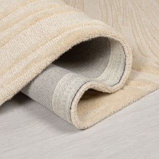 Smėlio spalvos vilnonis kilimas Flair Rugs Lino Leaf, 120 x 170 cm