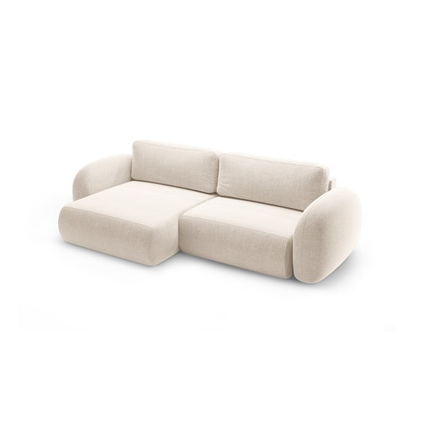 Kreminės spalvos iš šenilinio audinio sulankstoma/su sandėliavimo vieta kampinė sofa Tonale – Cosmopolitan Design-image-2