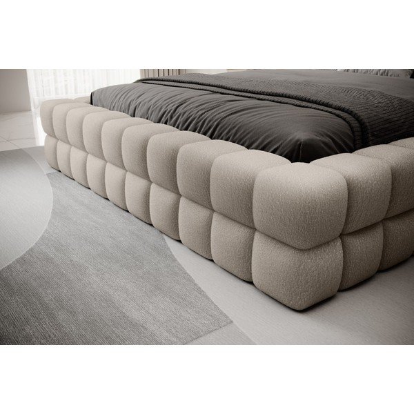 Smėlio spalvos dvigulė lova dengta audiniu su sandėliavimo vieta su lovos grotelėmis 180x200 cm Dizzle – ELTAP-image-3