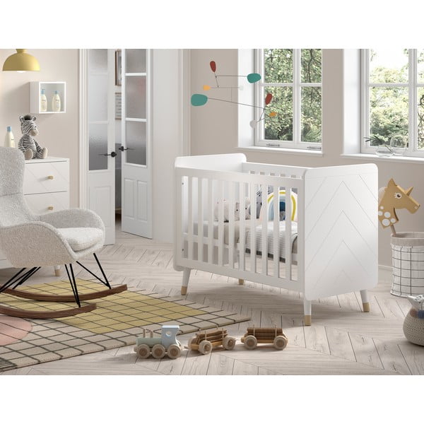 Vaikiška lova iš pušies masyvo baltos spalvos 60x120 cm BILLY – Vipack-image-1