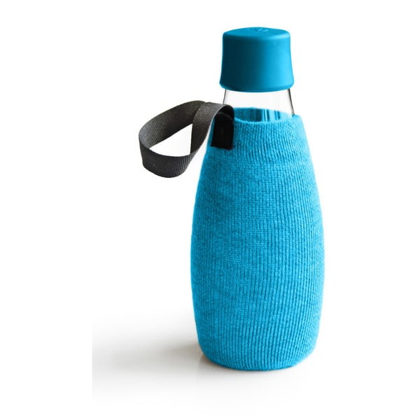 Šviesiai mėlyna stiklinio butelio įmautė ReTap, 500 ml