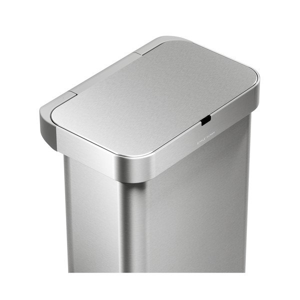 Sidabrinės spalvos iš plieno bekontaktė šiukšliadėžė 58 l Sensor – simplehuman-image-1