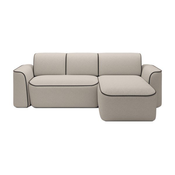 Smėlio spalvos iš boucle kampinė sofa (su dešiniuoju kampu/su gultu) Ume – ELTAP