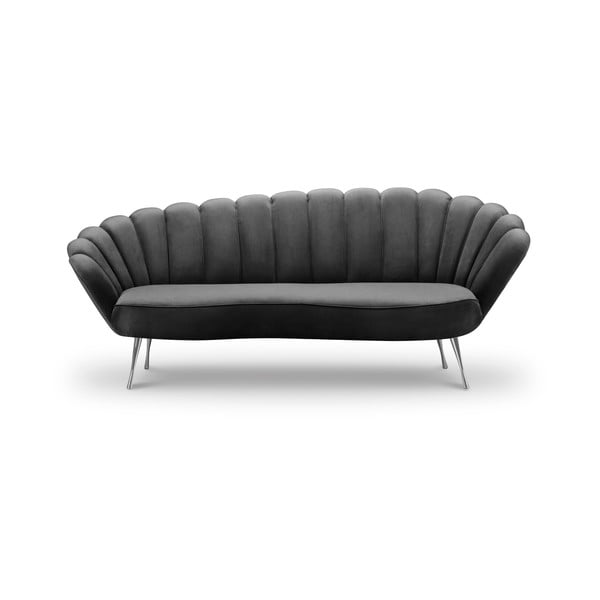 Tamsiai pilka aksominė asimetriška sofa Interieurs 86 Varenne, 224 cm
