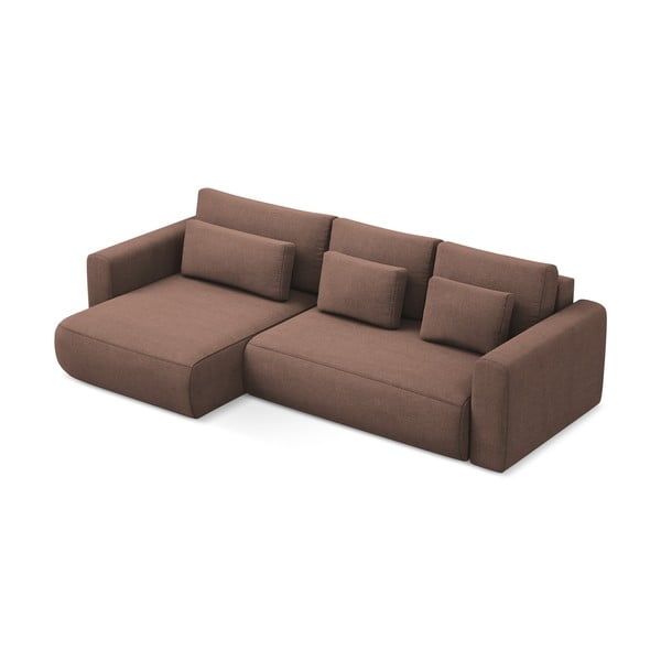 Rožinės spalvos sulankstoma/su sandėliavimo vieta kampinė sofa (su kairiuoju kampu/su gultu) Kapua – Makamii-image-4