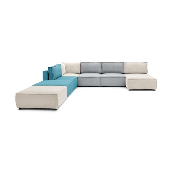 Kampinė sofa iš kordinio velveto („U“ formos/kintama) Nihad modular – Bobochic Paris