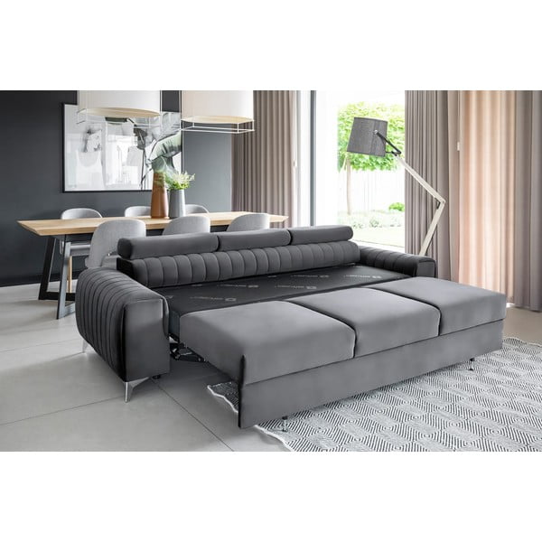Tamsiai pilkos spalvos iš velveto sulankstoma sofa 261 cm Laurence – ELTAP-image-4