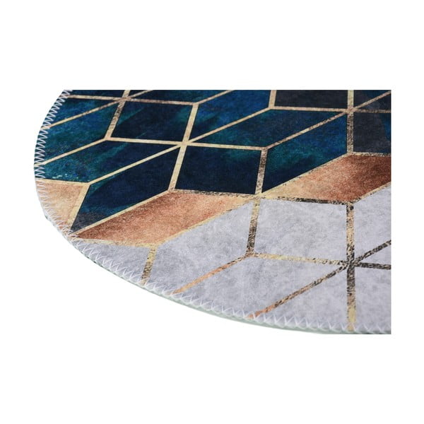 Skalbiamas apvalios formos kilimas baltos spalvos/smaragdinės spalvos ø 80 cm – Vitaus-image-2